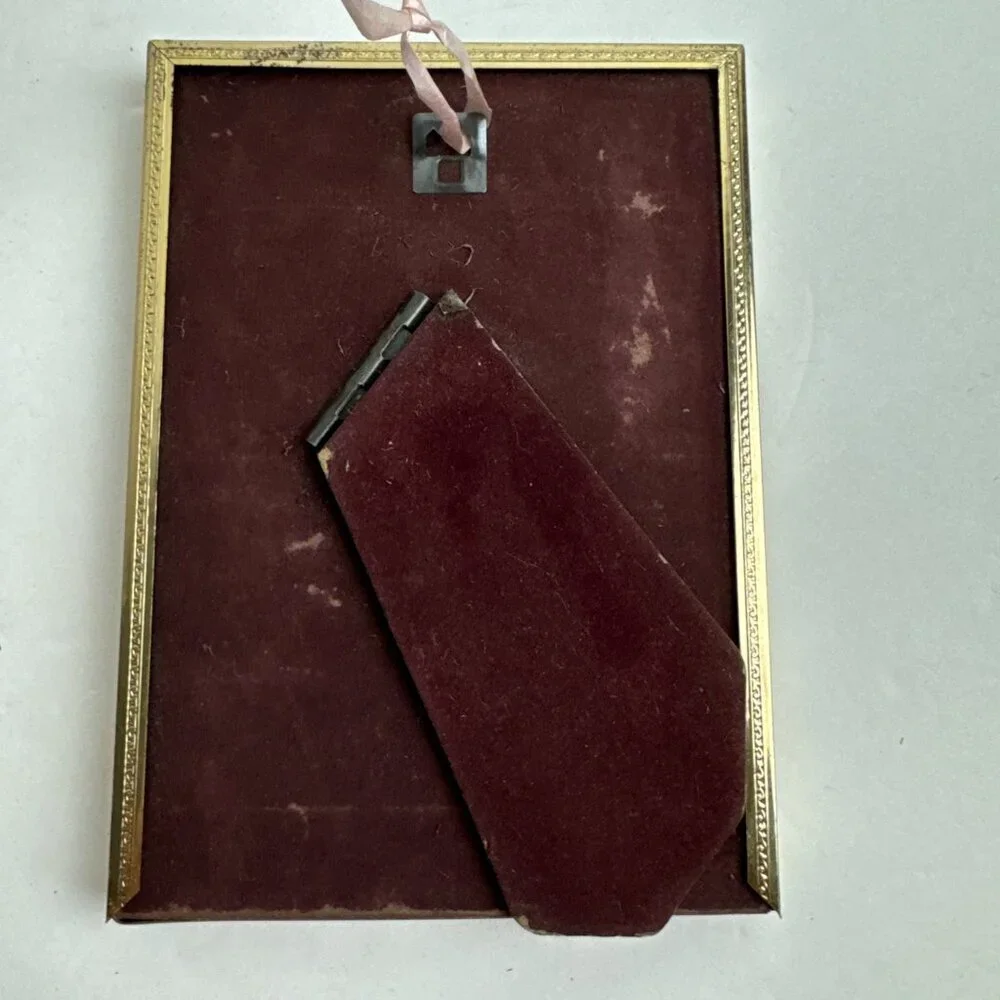 Vintage Gold Metal Enamel Engraving